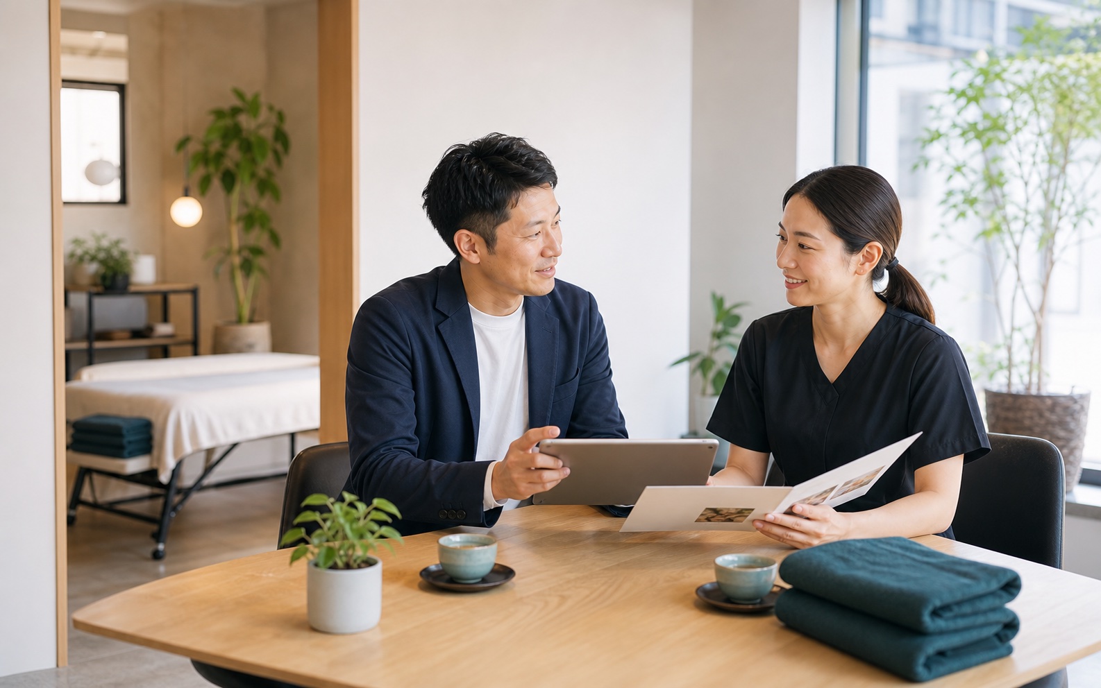 講習後にスクールや求人など次の選択肢を相談している様子